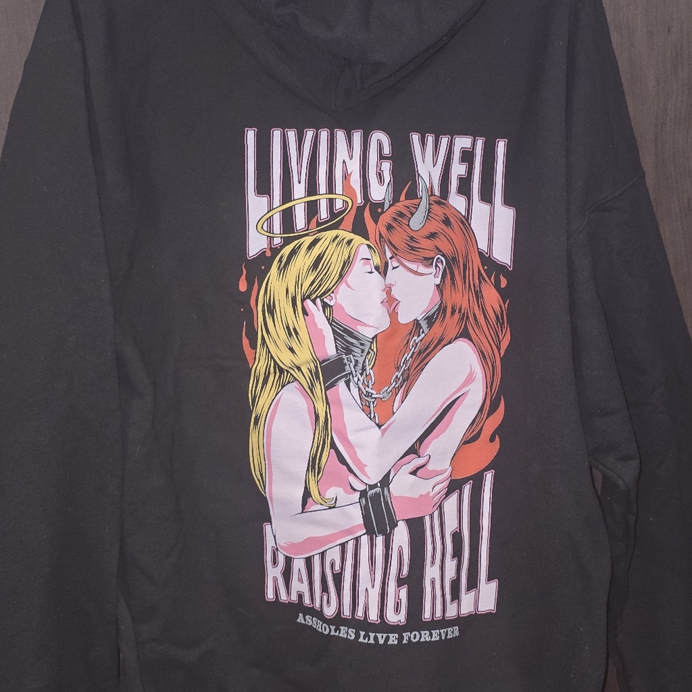Living Well Raising Hell (XL) (Hoodie)